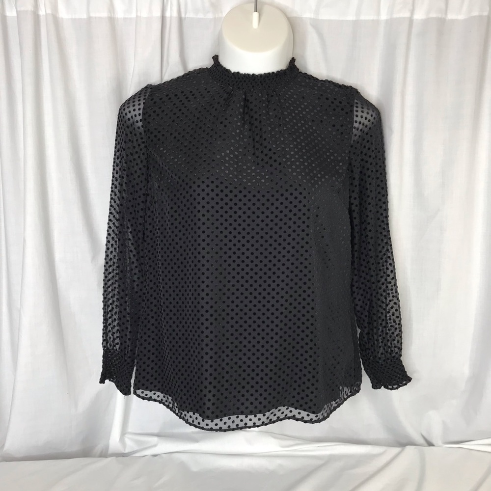 Boden Emilie Black Velvet Polka Dot Blouse Top 12